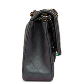 Pre-owned Chanel Medium Classic Double Flap Bag Iridescent Purple Goatskin Rainbow Hardware - Thumbnail View 3