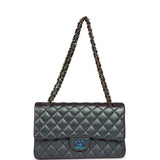Pre-owned Chanel Medium Classic Double Flap Bag Iridescent Purple Goatskin Rainbow Hardware - Thumbnail View 7