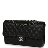 Pre-owned Chanel Medium Classic Double Flap Black Caviar Silver Hardware - Thumbnail View 5
