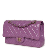 Pre-owned Chanel Medium Classic Double Flap Bag Purple Patent Gold Hardware - Thumbnail View 5