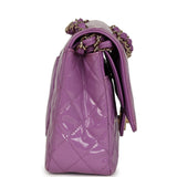Pre-owned Chanel Medium Classic Double Flap Bag Purple Patent Gold Hardware - Thumbnail View 3