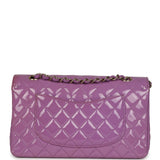 Pre-owned Chanel Medium Classic Double Flap Bag Purple Patent Gold Hardware - Thumbnail View 4