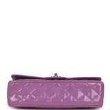 Pre-owned Chanel Medium Classic Double Flap Bag Purple Patent Gold Hardware - Thumbnail View 6
