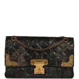 Pre-owned Chanel Medium Paris-Shanghai Reissue 226 2.55 Double Flap Bag Gold Glazed Tweed Antique Gold Hardware - Thumbnail View 1