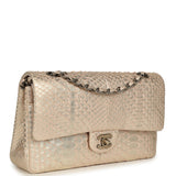 Pre-owned Chanel Medium Classic Double Flap Bag Light Pink, Silver Python Aged Bronze Hardware - Thumbnail View 2