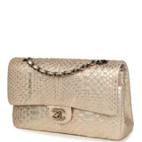 Pre-owned Chanel Medium Classic Double Flap Bag Light Pink, Silver Python Aged Bronze Hardware - Thumbnail View 5