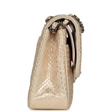 Pre-owned Chanel Medium Classic Double Flap Bag Light Pink, Silver Python Aged Bronze Hardware - Thumbnail View 3