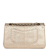 Pre-owned Chanel Medium Classic Double Flap Bag Light Pink, Silver Python Aged Bronze Hardware - Thumbnail View 4