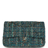 Pre-owned Chanel Medium "Egypt" Classic Double Flap Bag Blue Tweed Light Gold Hardware - Thumbnail View 1