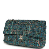 Pre-owned Chanel Medium "Egypt" Classic Double Flap Bag Blue Tweed Light Gold Hardware - Thumbnail View 5