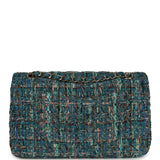 Pre-owned Chanel Medium "Egypt" Classic Double Flap Bag Blue Tweed Light Gold Hardware - Thumbnail View 4