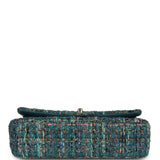 Pre-owned Chanel Medium "Egypt" Classic Double Flap Bag Blue Tweed Light Gold Hardware - Thumbnail View 6