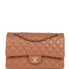 Chanel Medium Classic Double Flap Bag Brown Lambskin Light Gold Hardware