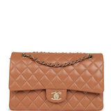Chanel Medium Classic Double Flap Bag Brown Lambskin Light Gold Hardware - Thumbnail View 1