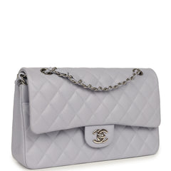Chanel Medium Classic Double Flap Bag Light Purple Caviar Silver Hardware
