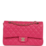 Chanel Medium Classic Double Flap Bag Dark Pink Lambskin Light Gold Hardware - Thumbnail View 1