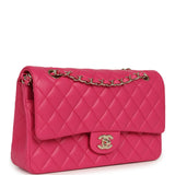Chanel Medium Classic Double Flap Bag Dark Pink Lambskin Light Gold Hardware - Thumbnail View 2