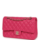 Chanel Medium Classic Double Flap Bag Dark Pink Lambskin Light Gold Hardware - Thumbnail View 5