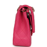 Chanel Medium Classic Double Flap Bag Dark Pink Lambskin Light Gold Hardware - Thumbnail View 3