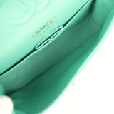 Pre-owned Chanel Medium Classic Double Flap Bag Turquoise Lambskin Brushed Gold Hardware - Thumbnail View 8