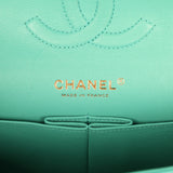 Pre-owned Chanel Medium Classic Double Flap Bag Turquoise Lambskin Brushed Gold Hardware - Thumbnail View 9