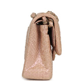 Pre-owned Chanel Medium Classic Double Flap Bag Iridescent Pink Python Light Gold Hardware - Thumbnail View 4