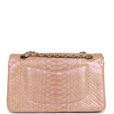 Pre-owned Chanel Medium Classic Double Flap Bag Iridescent Pink Python Light Gold Hardware - Thumbnail View 5