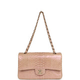 Pre-owned Chanel Medium Classic Double Flap Bag Iridescent Pink Python Light Gold Hardware - Thumbnail View 7