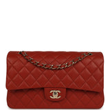 Chanel Medium Classic Double Flap Bag Dark Orange Lambskin Light Gold Hardware - Thumbnail View 1