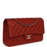 Chanel Medium Classic Double Flap Bag Dark Orange Lambskin Light Gold Hardware - Thumbnail View 2