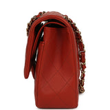 Chanel Medium Classic Double Flap Bag Dark Orange Lambskin Light Gold Hardware - Thumbnail View 3