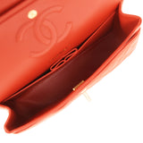 Chanel Medium Classic Double Flap Bag Dark Orange Lambskin Light Gold Hardware - Thumbnail View 8