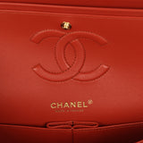 Chanel Medium Classic Double Flap Bag Dark Orange Lambskin Light Gold Hardware - Thumbnail View 9