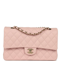Chanel Medium Classic Double Flap Bag Light Pink Caviar Light Gold Hardware
