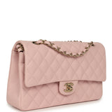 Chanel Medium Classic Double Flap Bag Light Pink Caviar Light Gold Hardware - Thumbnail View 2