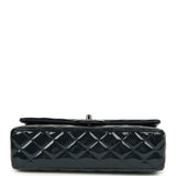 Pre-owned Chanel Medium Classic Double Flap Bag Navy Blue Patent Ruthenium Hardware - Thumbnail View 6