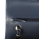 Pre-owned Chanel Medium Classic Double Flap Bag Navy Blue Patent Ruthenium Hardware - Thumbnail View 8