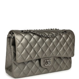 Pre-owned Chanel Medium Classic Double Flap Bag Dark Silver Lambskin Ruthenium Hardware - Thumbnail View 2