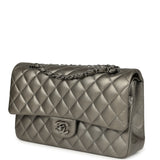 Pre-owned Chanel Medium Classic Double Flap Bag Dark Silver Lambskin Ruthenium Hardware - Thumbnail View 5