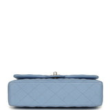 Chanel Medium Classic Double Flap Bag Light Blue Lambskin Light Gold Hardware - Thumbnail View 6