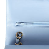 Chanel Medium Classic Double Flap Bag Light Blue Lambskin Light Gold Hardware - Thumbnail View 8