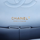Chanel Medium Classic Double Flap Bag Light Blue Lambskin Light Gold Hardware - Thumbnail View 9