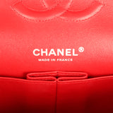 Pre-owned Chanel Medium Chevron Classic Double Flap Bag Red Patent Leather Silver Hardware - Thumbnail View 9