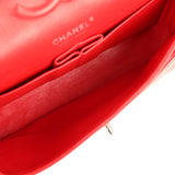 Pre-owned Chanel Medium Chevron Classic Double Flap Bag Red Patent Leather Silver Hardware - Thumbnail View 10