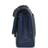 Pre-owned Chanel Medium Classic Double Flap Bag Navy Blue Caviar Silver Hardware - Thumbnail View 3
