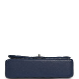 Pre-owned Chanel Medium Classic Double Flap Bag Navy Blue Caviar Silver Hardware - Thumbnail View 6