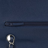 Pre-owned Chanel Medium Classic Double Flap Bag Navy Blue Caviar Silver Hardware - Thumbnail View 8