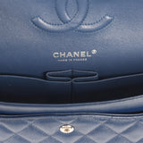 Pre-owned Chanel Medium Classic Double Flap Bag Navy Blue Caviar Silver Hardware - Thumbnail View 9