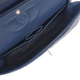 Pre-owned Chanel Medium Classic Double Flap Bag Navy Blue Caviar Silver Hardware - Thumbnail View 10