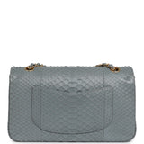 Pre-owned Chanel Medium Classic Double Flap Bag Grey Python Antique Gold Hardware - Thumbnail View 4